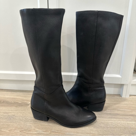 Whittner black leather tall riding style boots - Picture 1 of 9